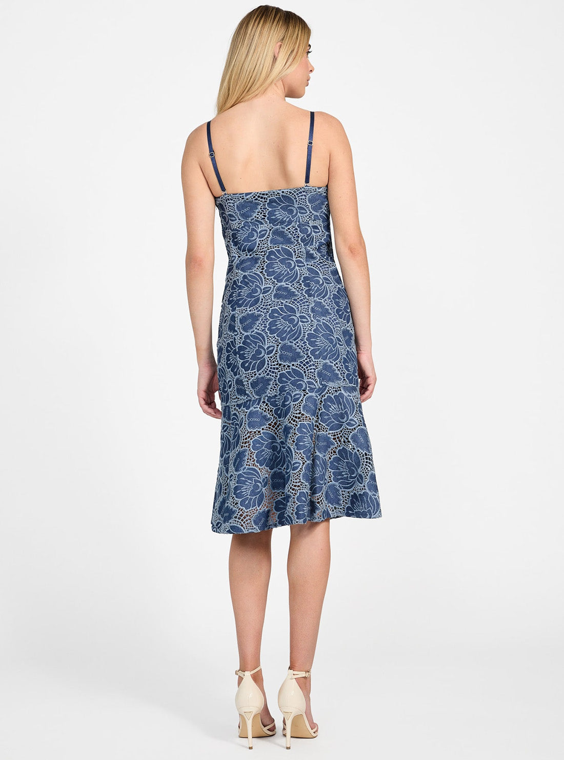 GUESS Womens Blue Maisy Indigo Midi Dress W5GK0RWGSU0 Back View