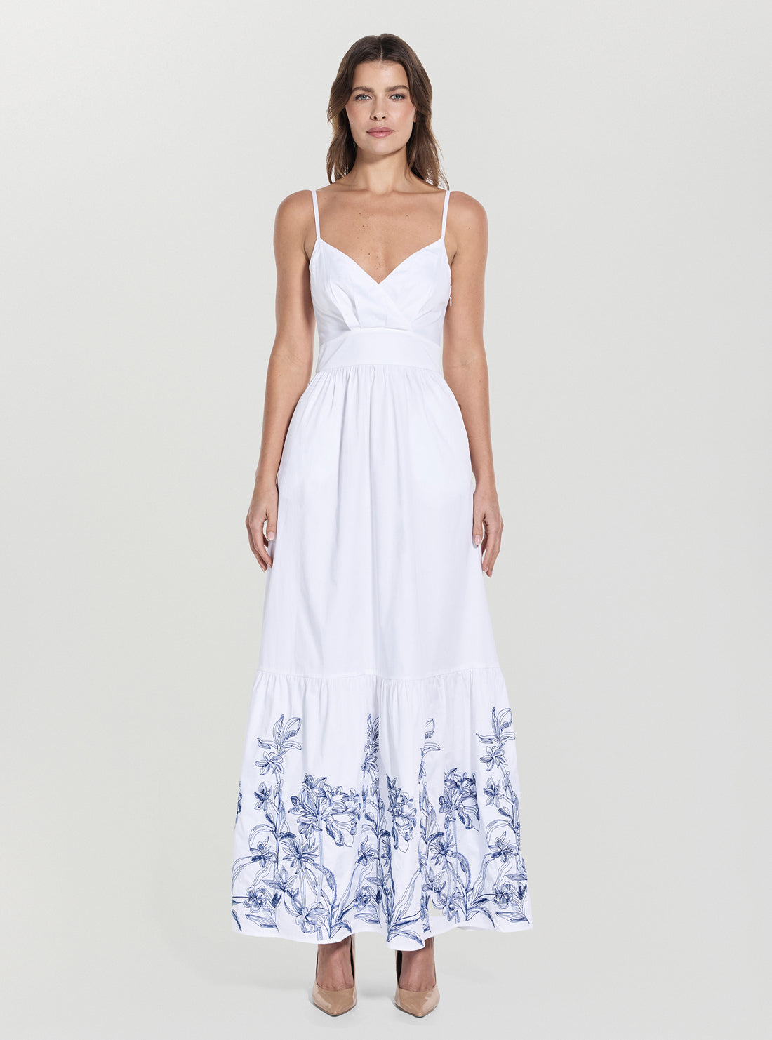 White Blanche Place Embroidered Long Dress