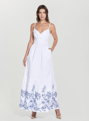 White Blanche Place Embroidered Long Dress
