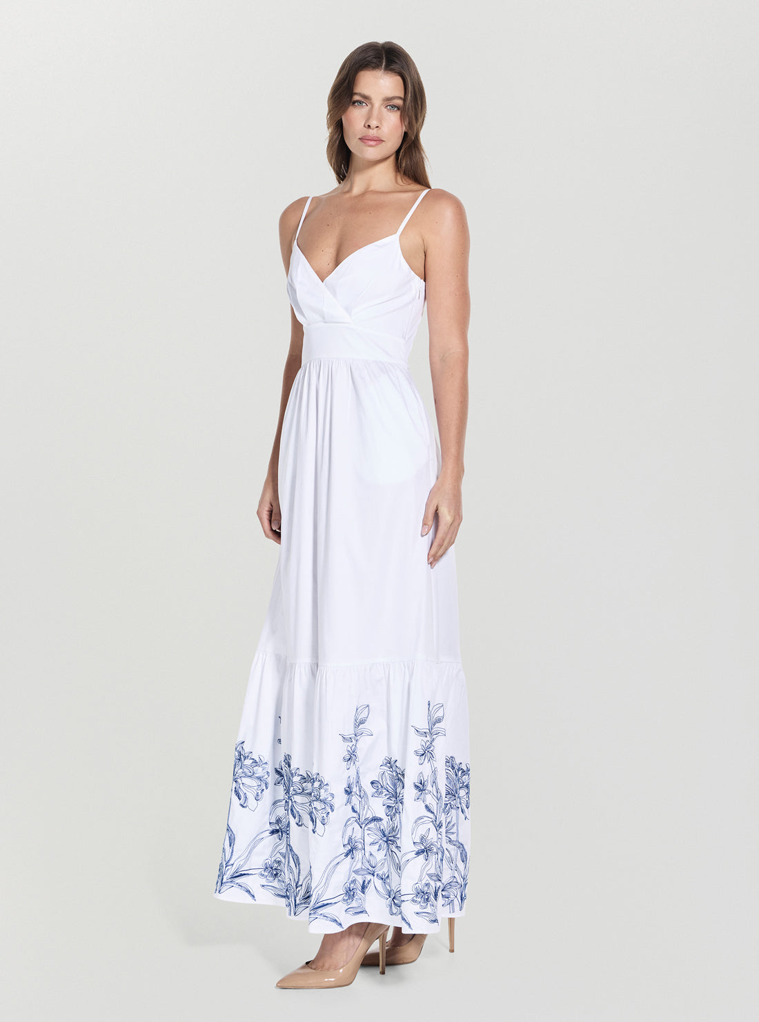 White Blanche Place Embroidered Long Dress