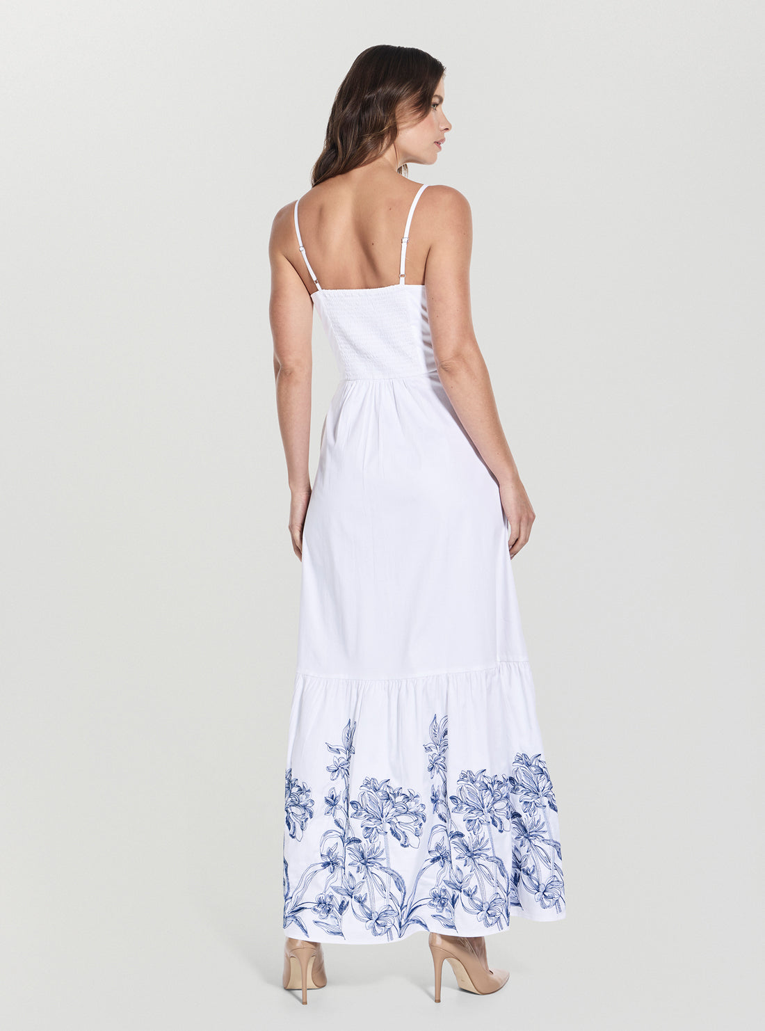 White Blanche Place Embroidered Long Dress