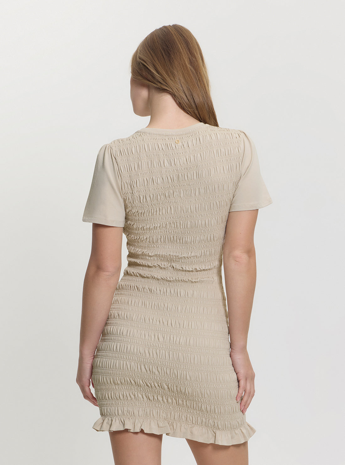 GUESS Womens Beige Claire Smock Mini Dress W5GK34KCSA2 Back View