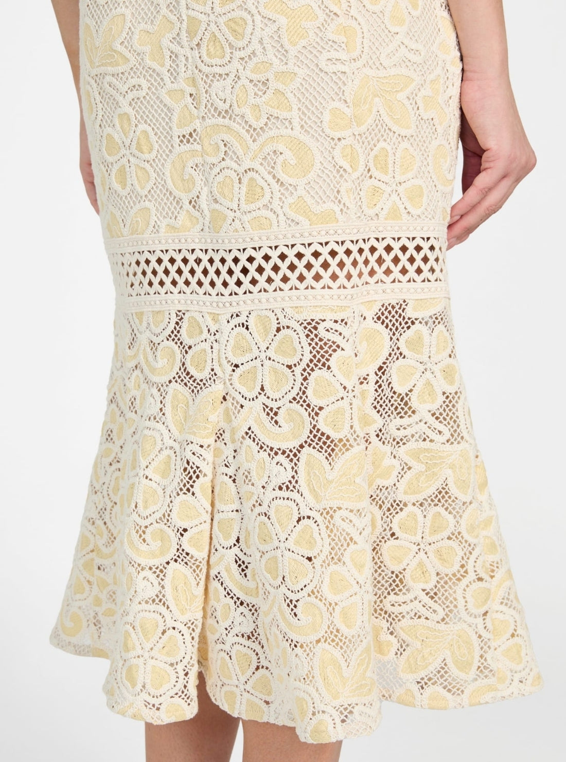 GUESS Womens Yellow Multi Clarise Lace Dress W5GK54WHEP0 Detail View