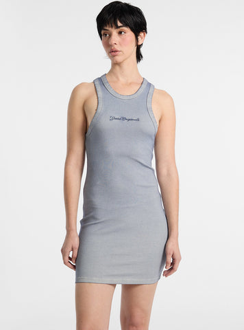 Guess Original Blue Racer Tank Mini DressW5GK58KCTT1 Front View 