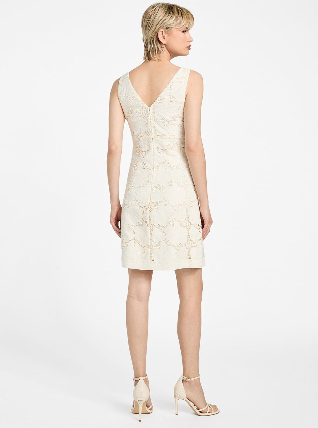 GUESS Women's White Sleeveless Vega Mini Dress W5GK72WH6I0 Back View