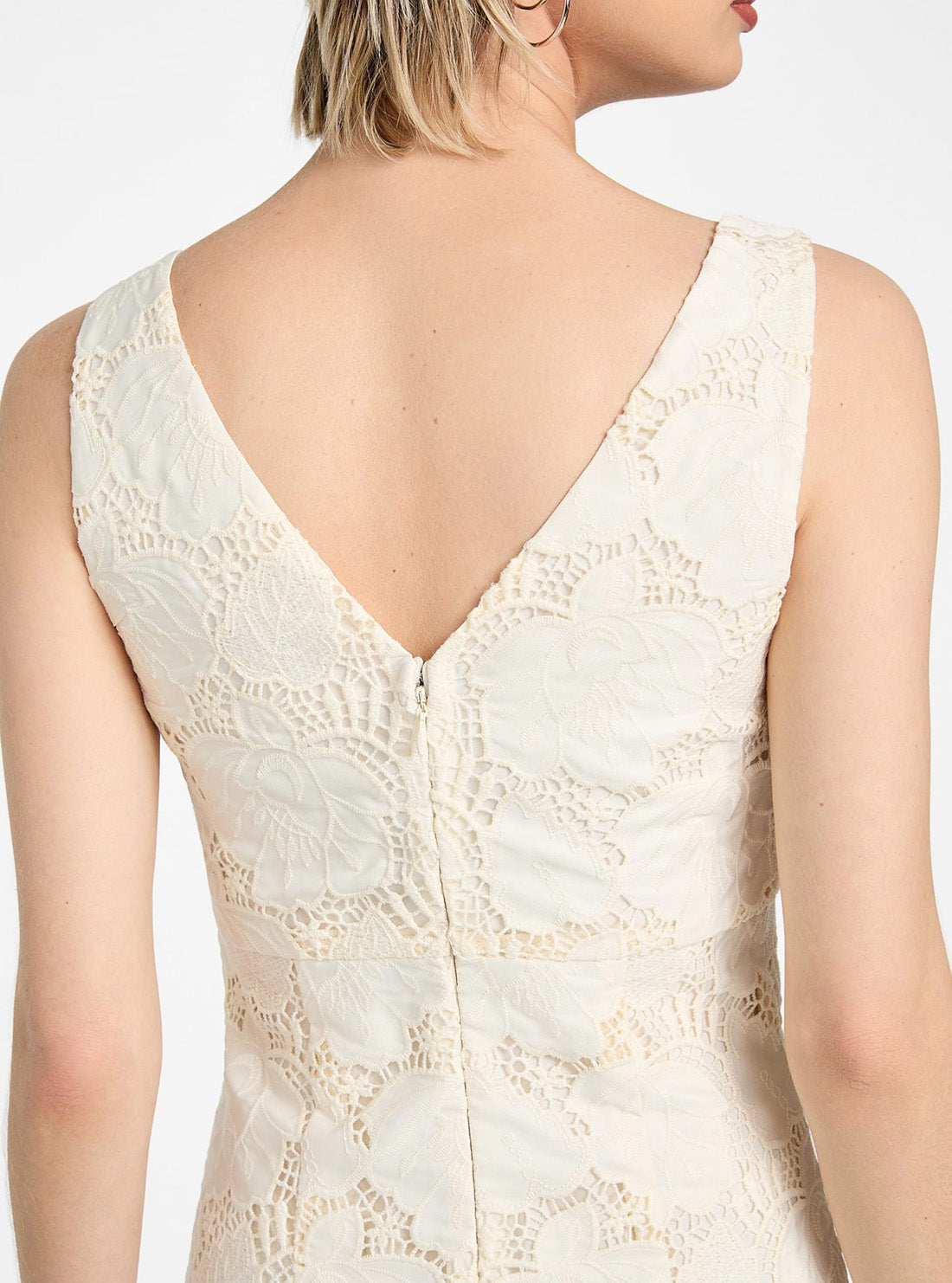 GUESS Women's White Sleeveless Vega Mini Dress W5GK72WH6I0 Back View