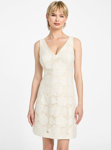 GUESS Women's White Sleeveless Vega Mini Dress W5GK72WH6I0 Front View