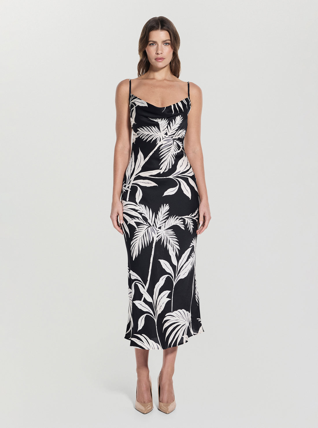 GUESS Womens Black Print New Akilina Midi Dress W5GK85WH9C2 Full View