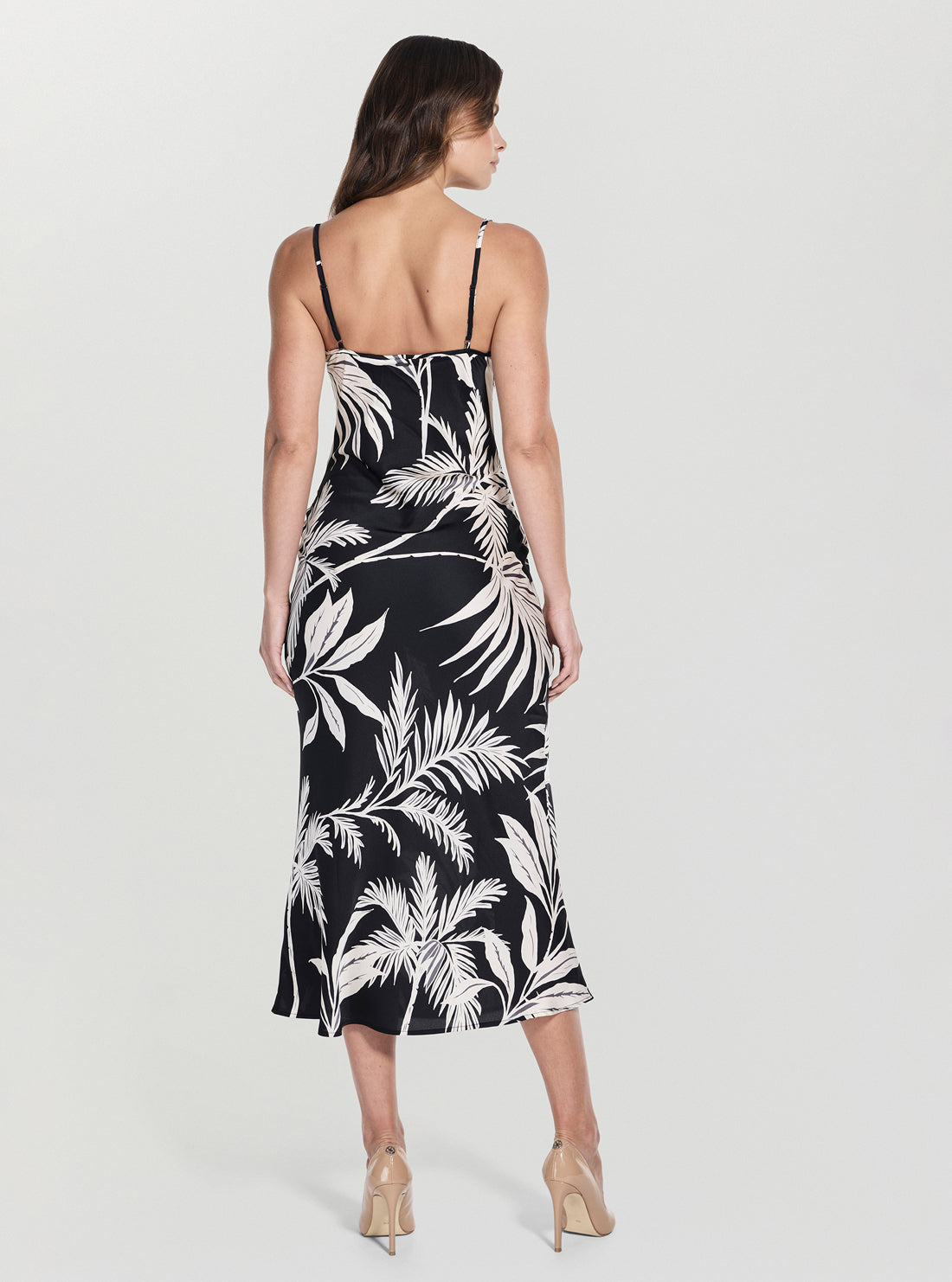 GUESS Womens Black Print New Akilina Midi Dress W5GK85WH9C2 Back View