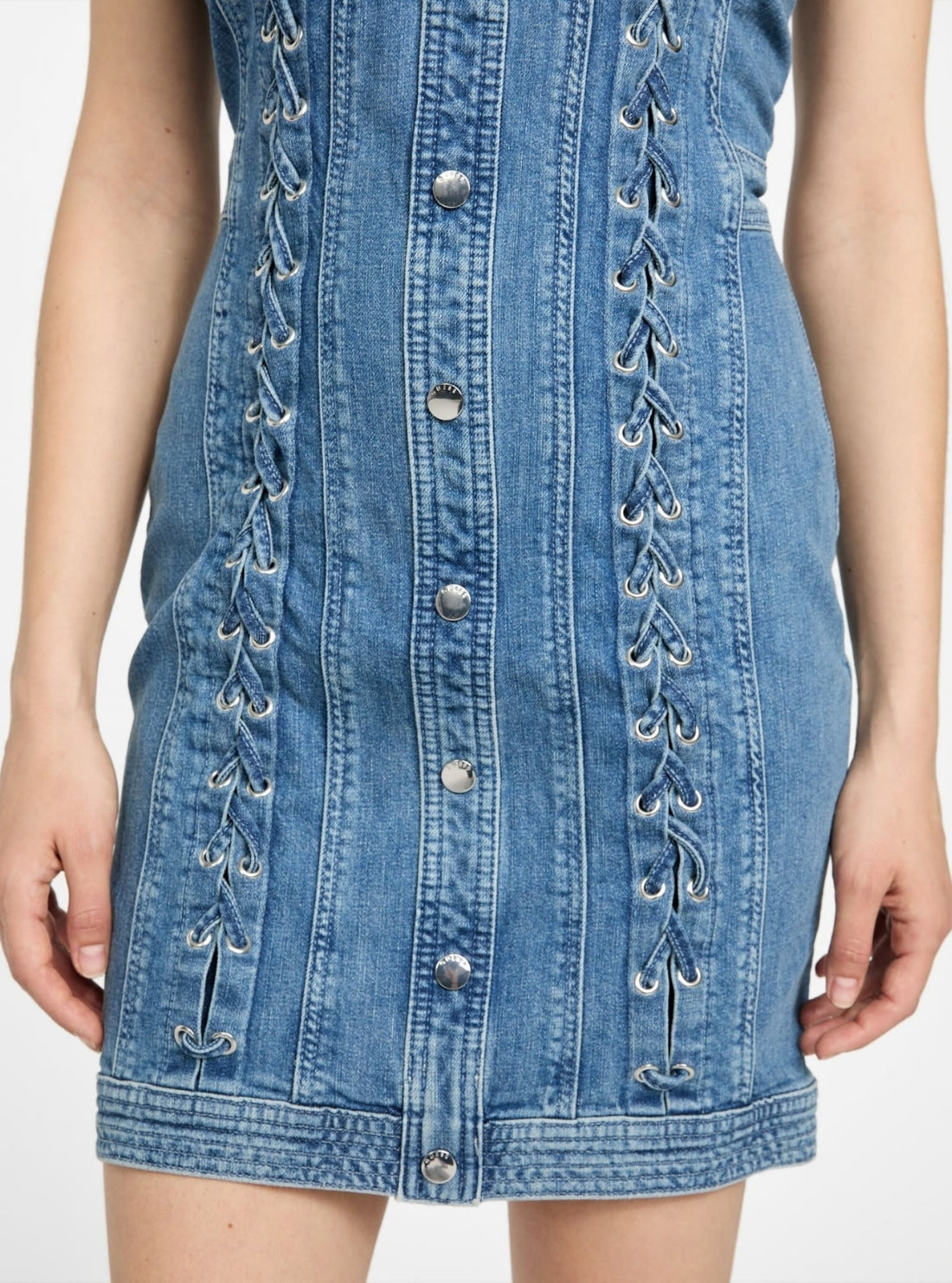 GUESS Women's Blue Lisbeth Mini Denim Dress W5GK93D4H7C Detail View