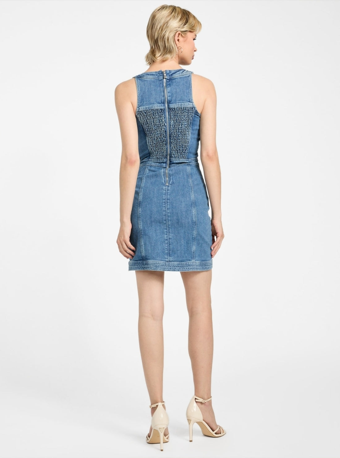 GUESS Women's Blue Lisbeth Mini Denim Dress W5GK93D4H7C Back View