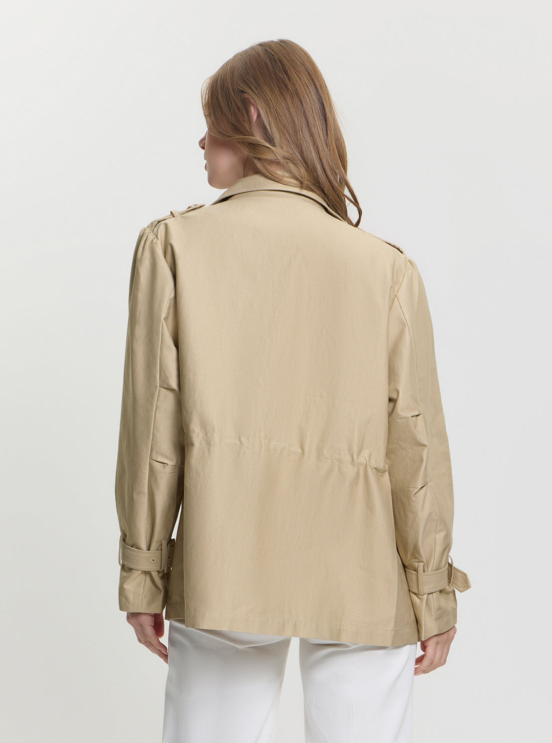 GUESS Women's Beige Emma Field Utility Jacket W5GL19WGO32 Back View