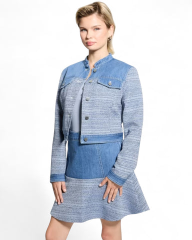 Blue Elsie Tweed Denim Jacket