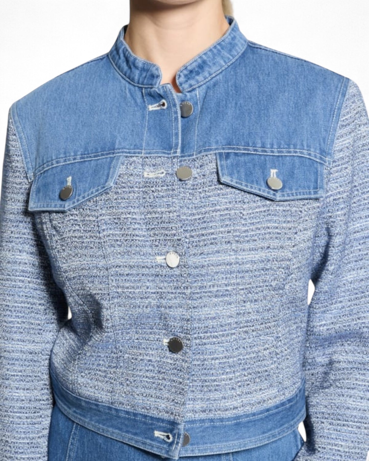 Blue Elsie Tweed Denim Jacket