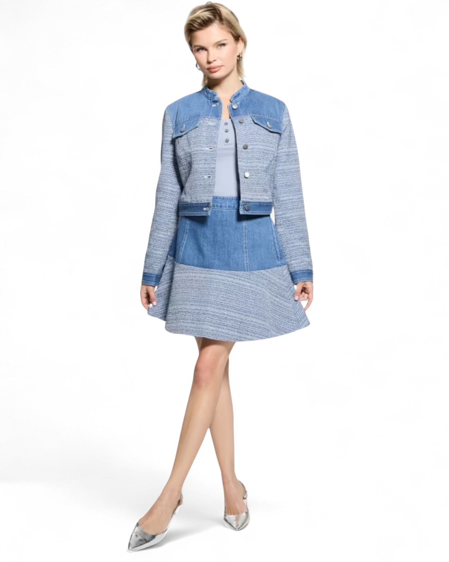 Blue Elsie Tweed Denim Jacket