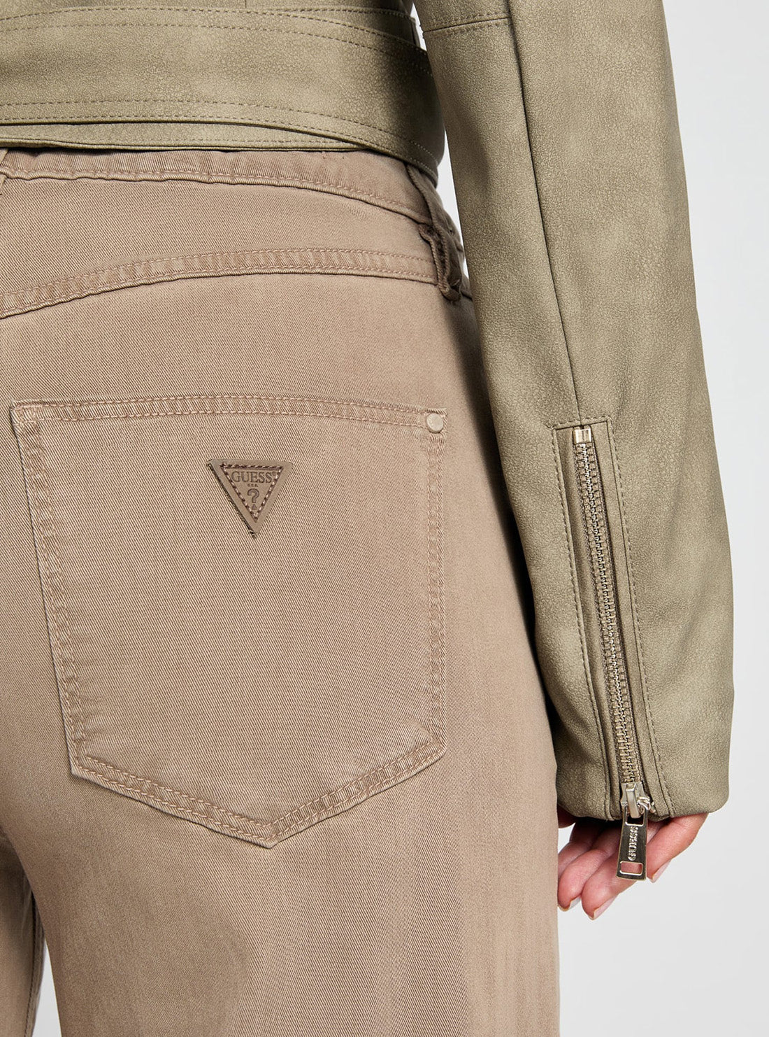 GUESS Womens Green Concetta Biker Jacket W5GL30WHA90 Back Detail View