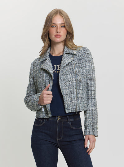 Black Sadie Tweed Moto Jacket