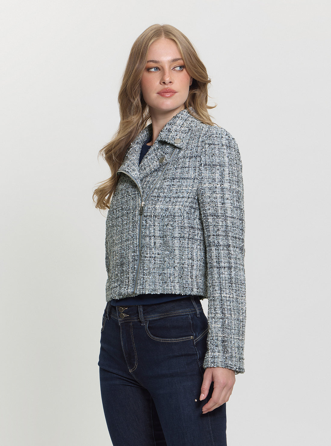 Black Sadie Tweed Moto Jacket