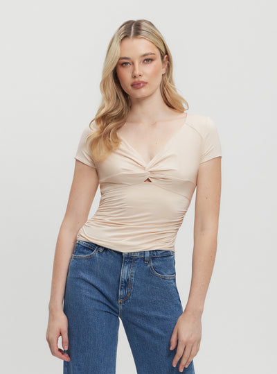 Beige Charlotte Draped Top