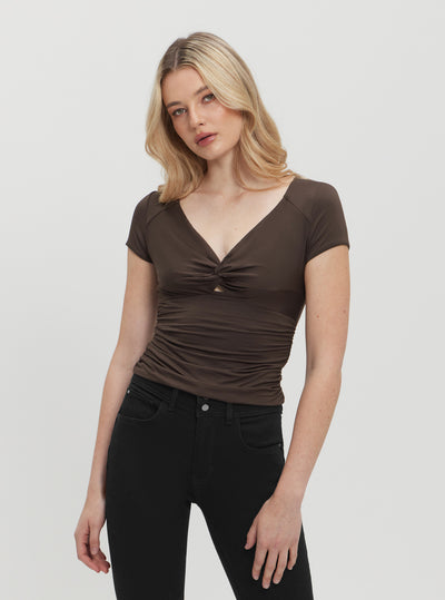 Brown Charlotte Draped Top