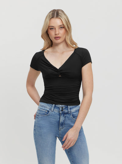 Black Charlotte Draped Top