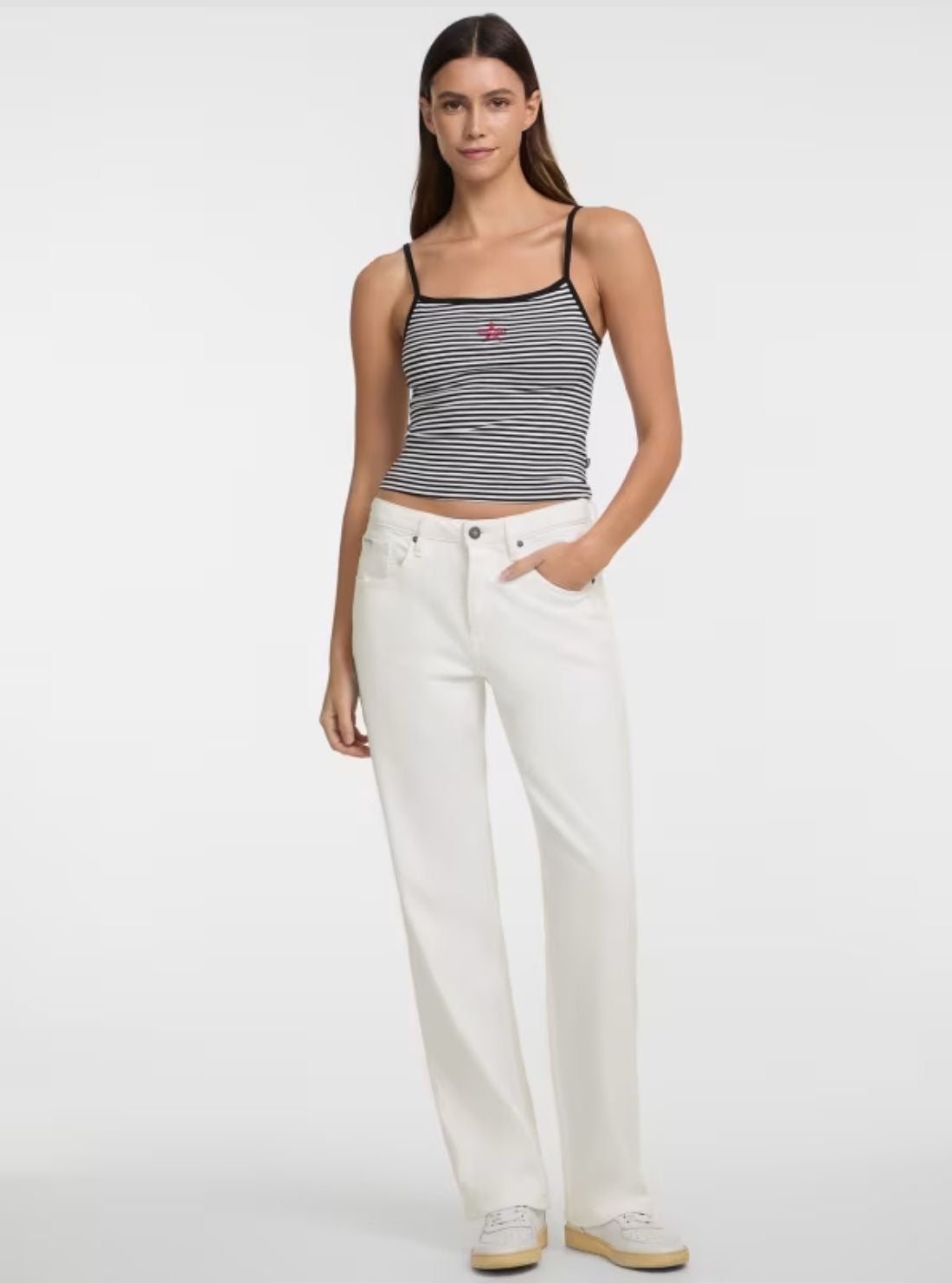 Guess Jeans Black Striped Star Tank Top W5GP35KCIE1 Full View