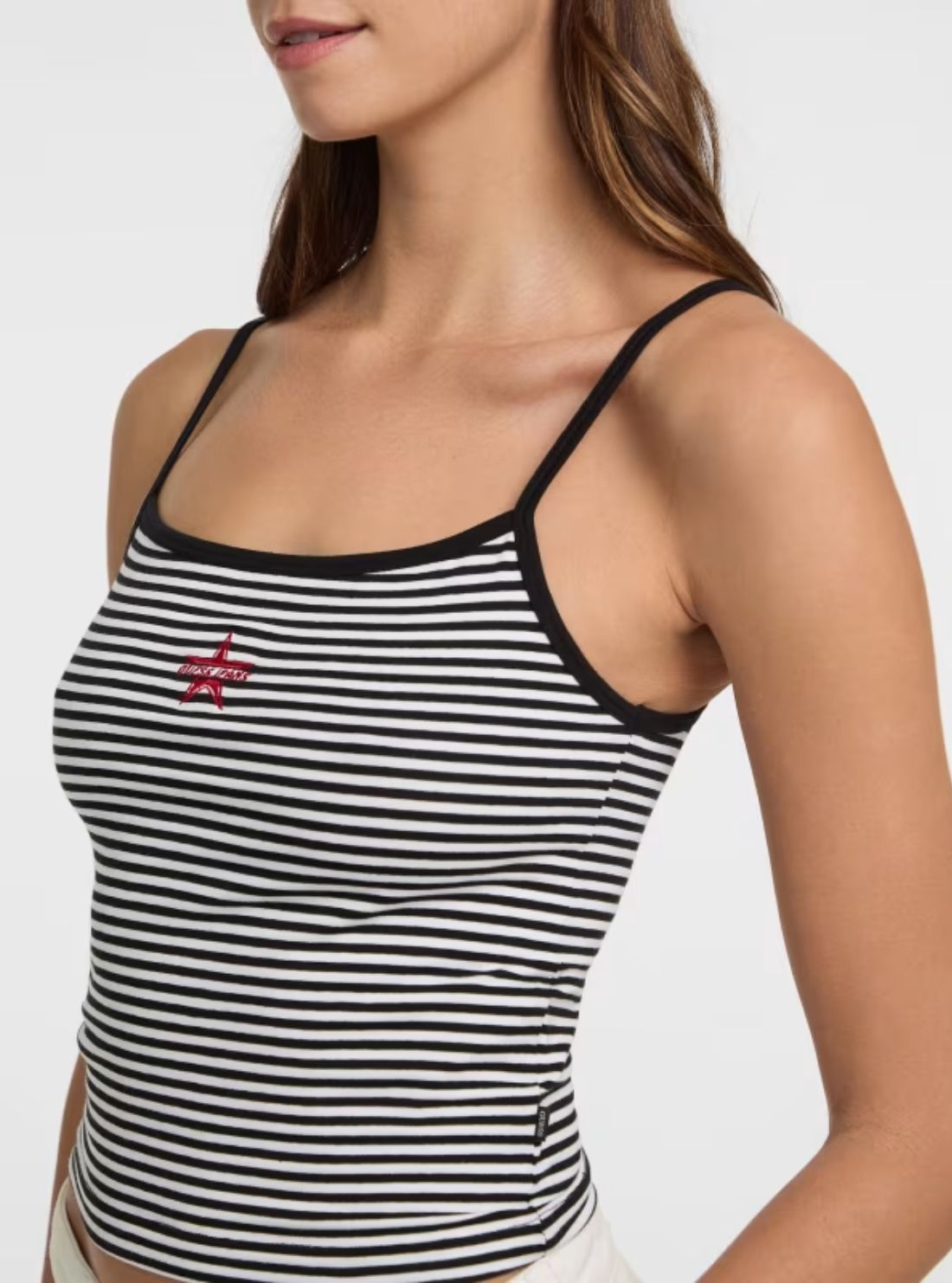 Guess Jeans Black Striped Star Tank Top W5GP35KCIE1 Detail View