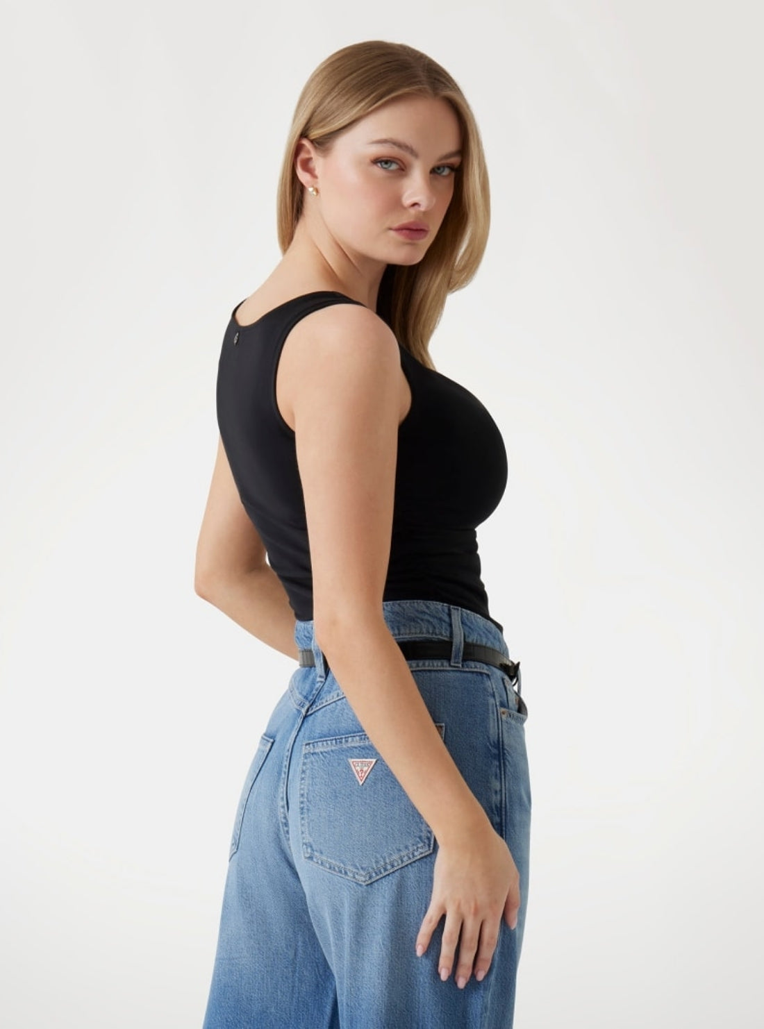 GUESS Womens Black Cowl Neck Rika Top W5GP39KCSZ2 Side View