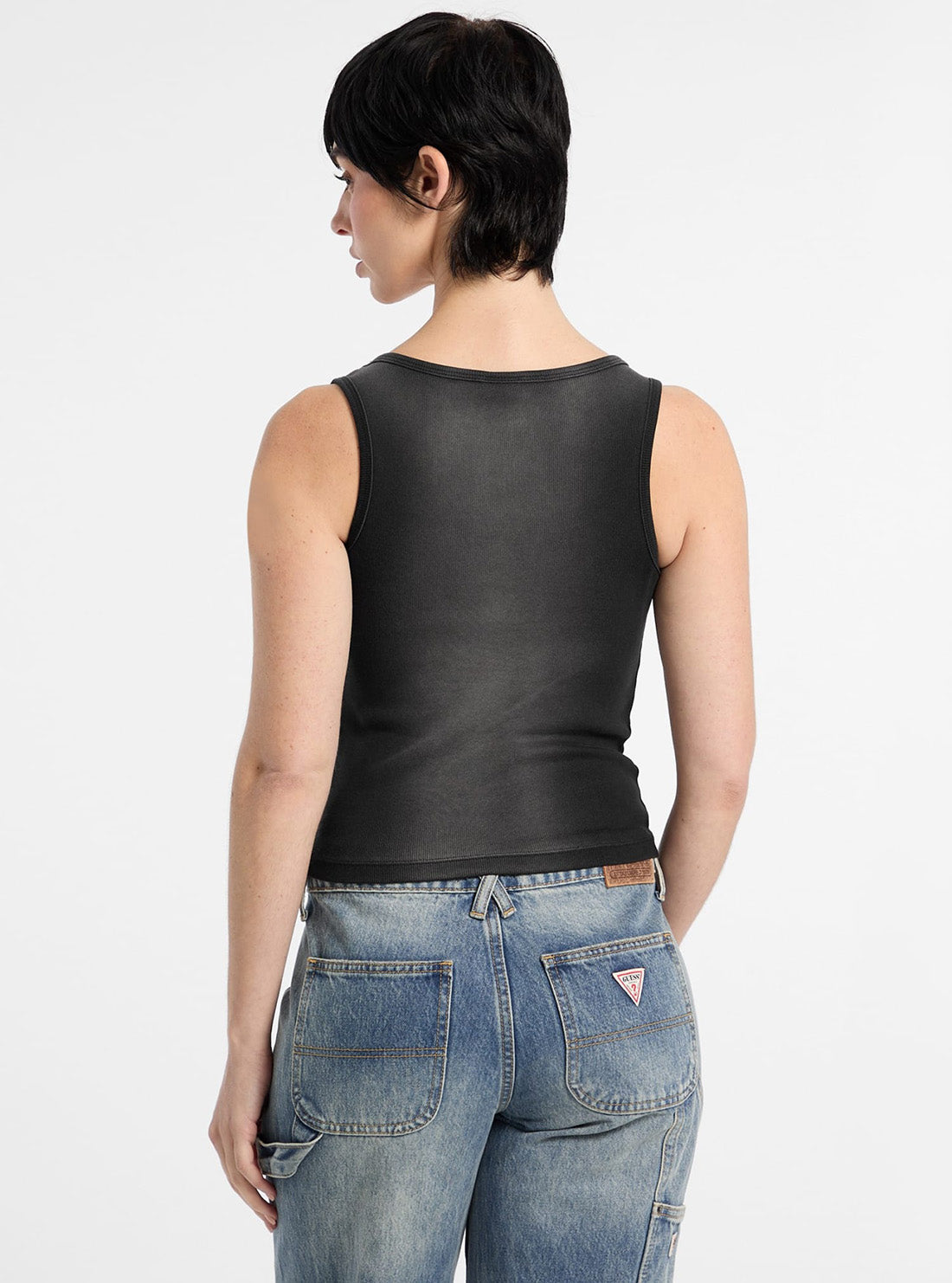 Guess Original Black Go Rhinestone Tank W5GP50KCTT1 Back View