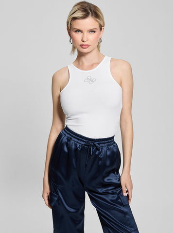 GUESS Womens Eco White Guendalina Tank Top W5GP57KCV52 Front View