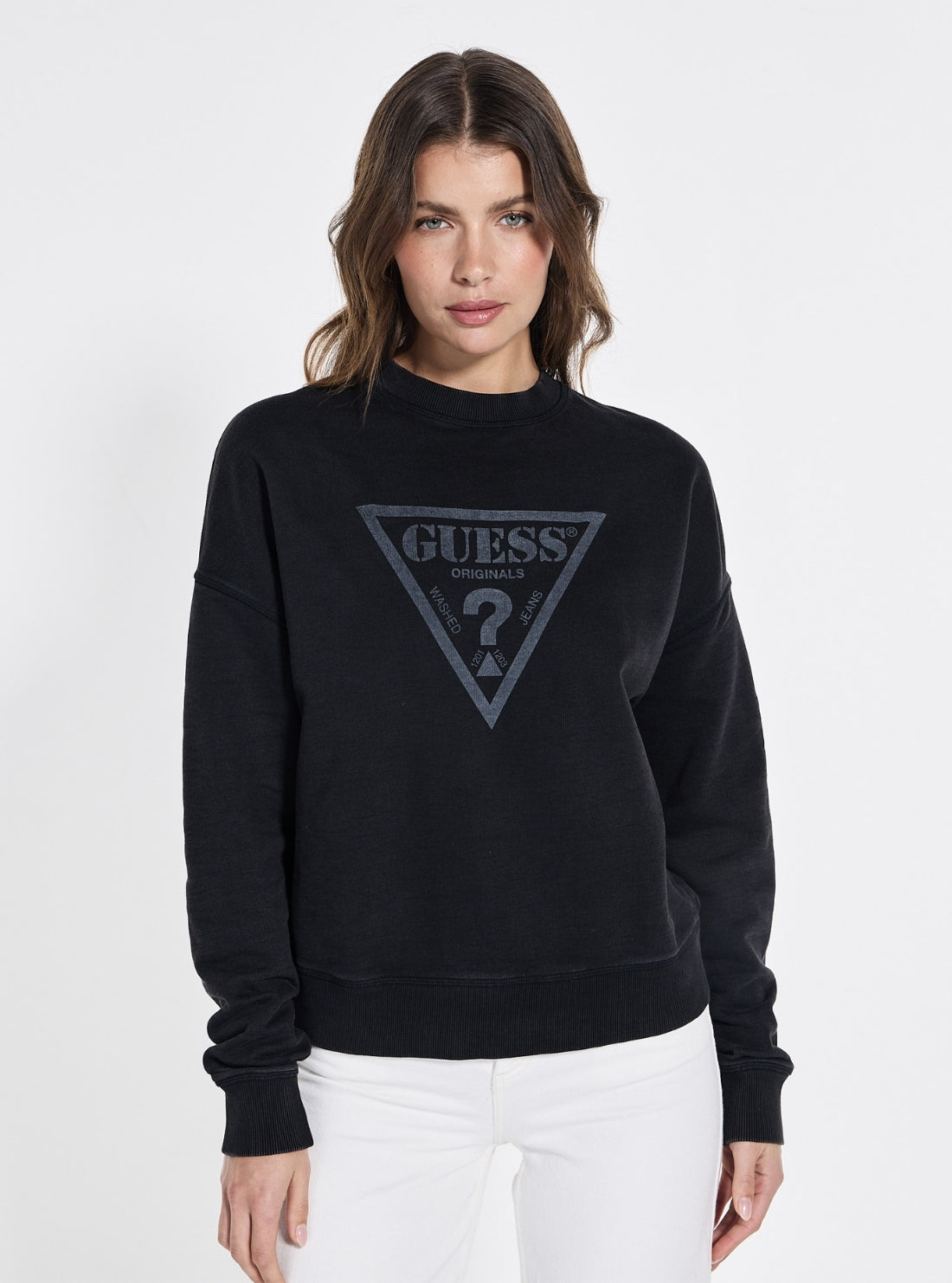 Guess Originals Black Vintage Triangle Sweatshirt W5GQ03K68I4 Front View