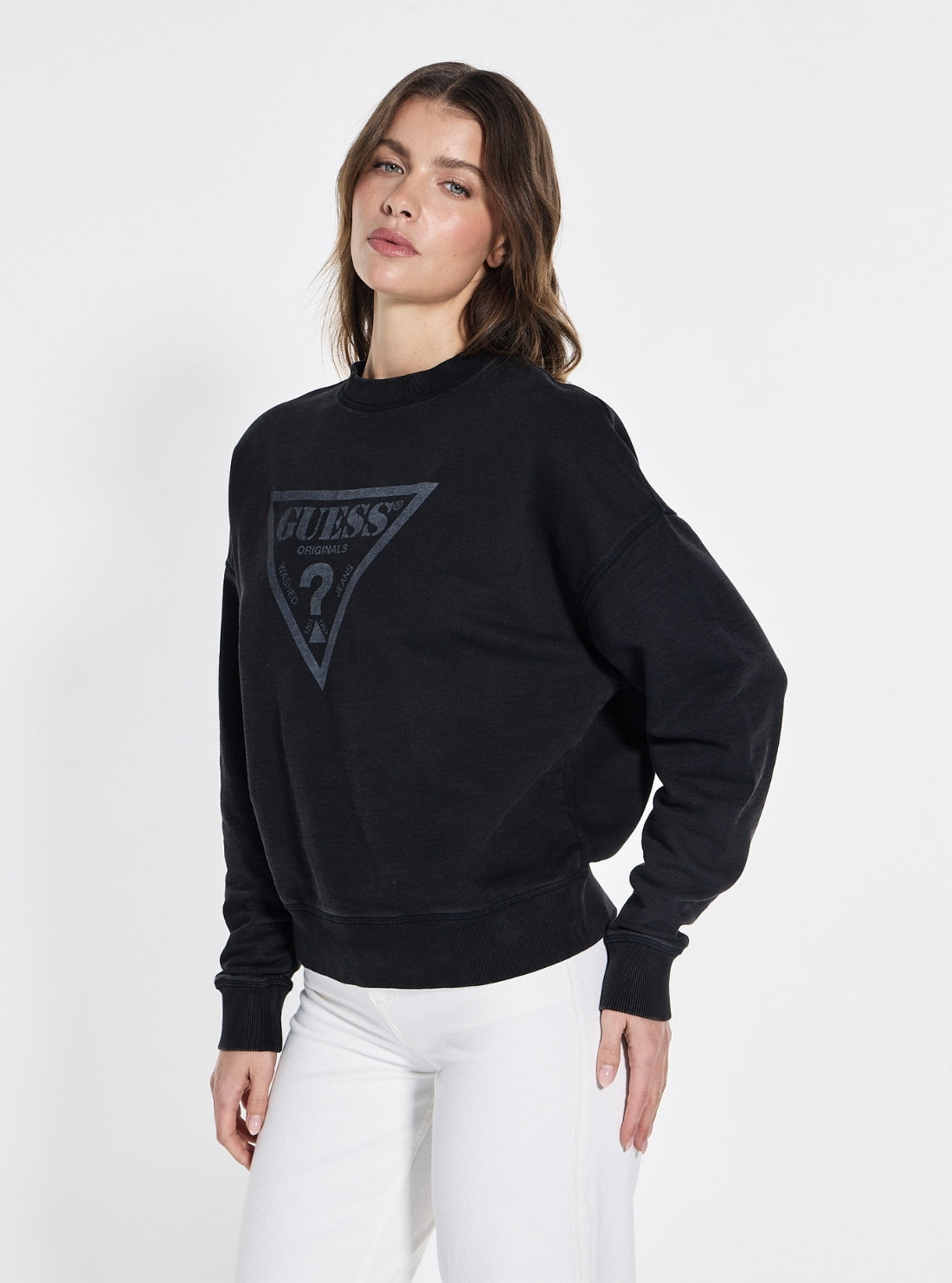 Guess Originals Black Vintage Triangle Sweatshirt W5GQ03K68I4 Front Side View