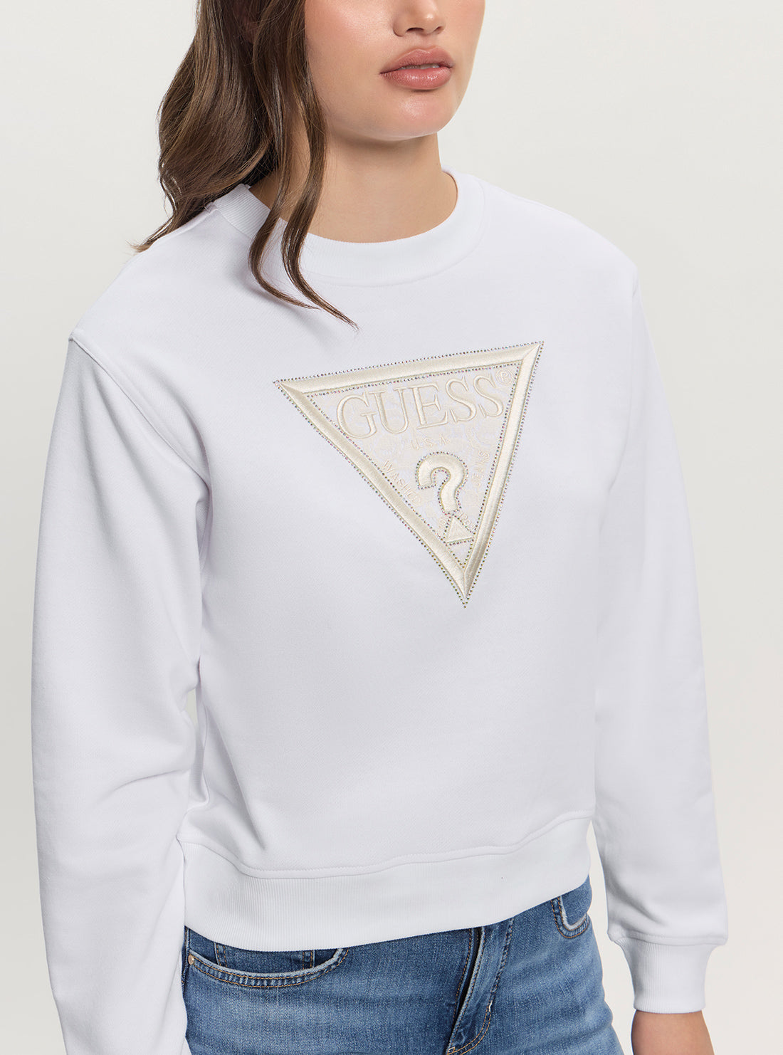 GUESS Womens White Lace Triangle Fleece W5GQ12KBKM0 Detail View