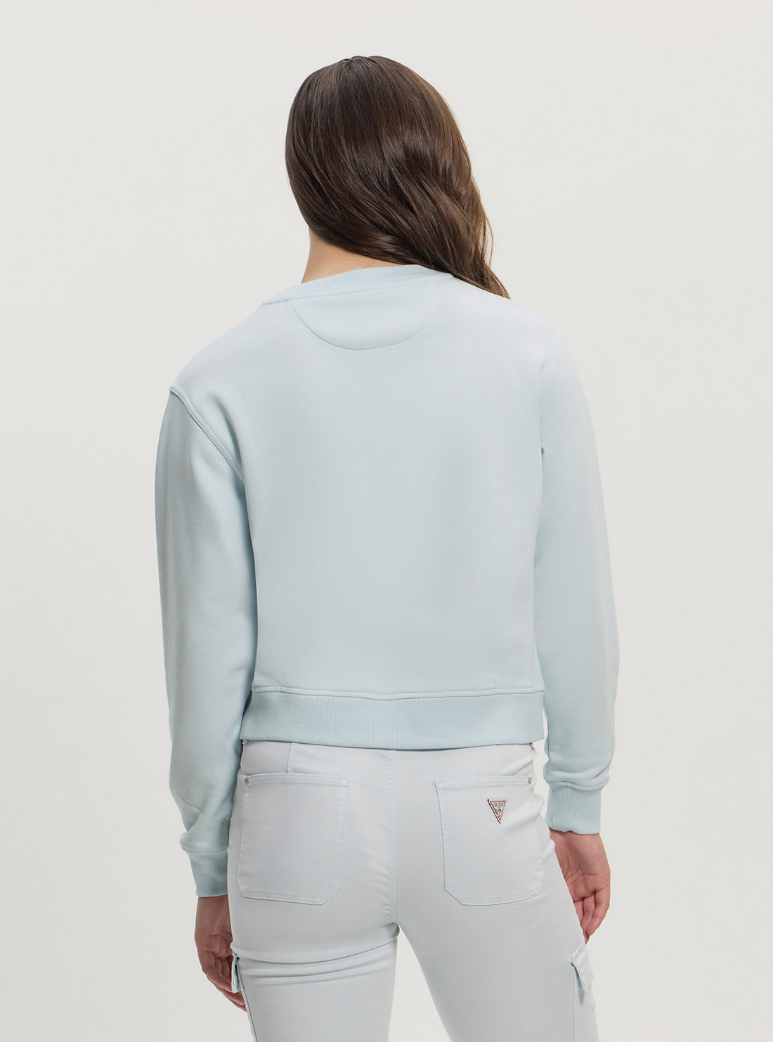 GUESS Womens Blue Lace Triangle Fleece Sweatshirt W5GQ12KBKM0 Back View