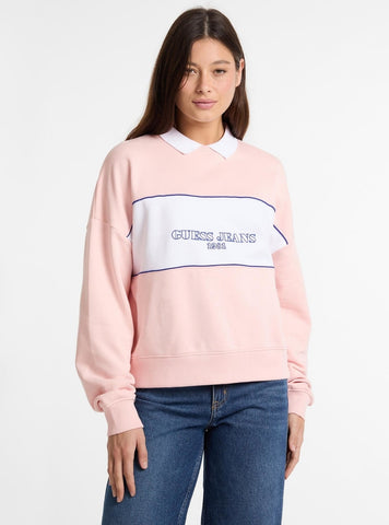 Guess Jeans Pink Collar Sweatshirt W5GQ17K68I4 Front View