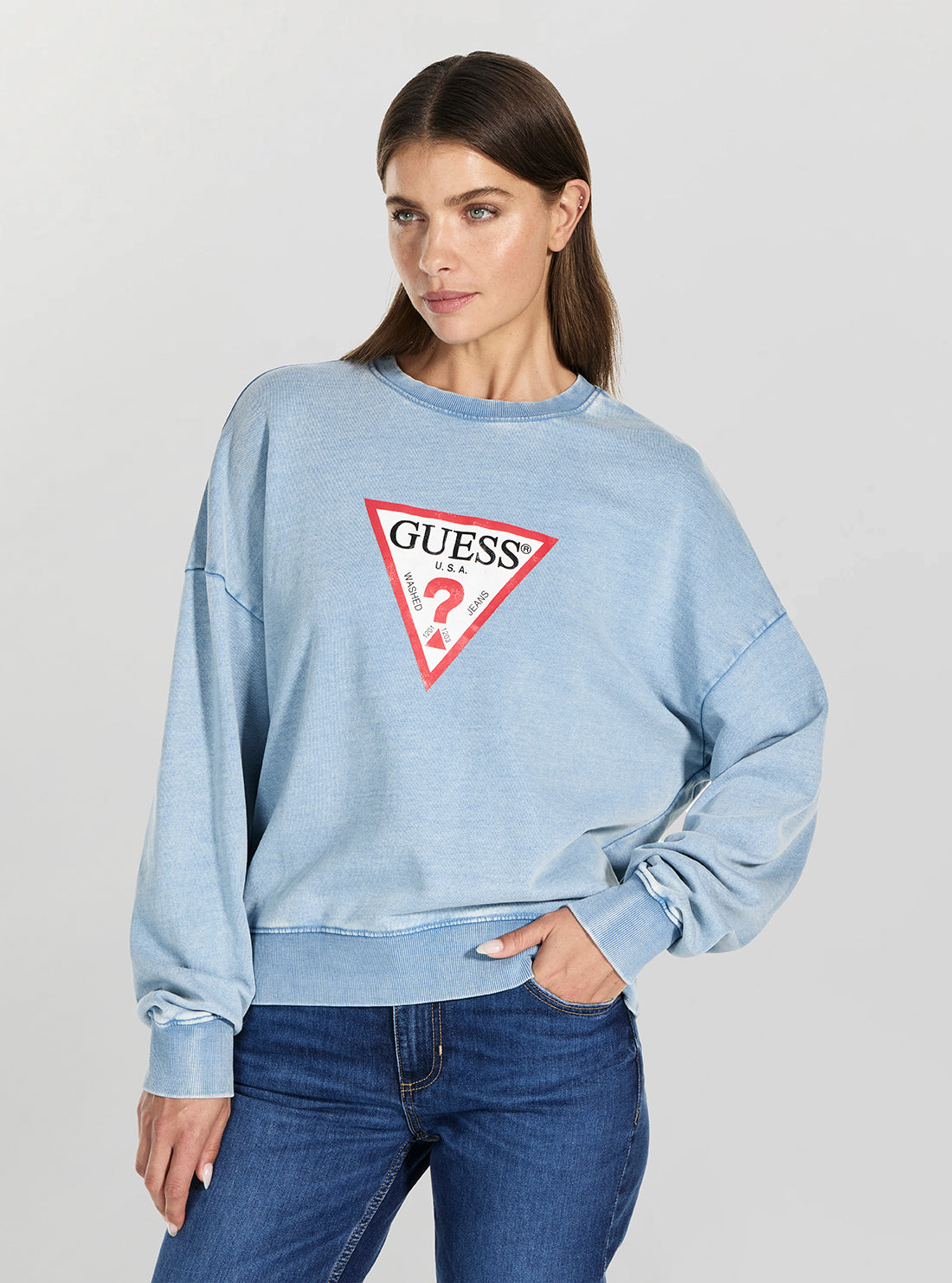 Guess Jeans Blue Logo Sweatshirt W5GQ19KCTJ1 Front Side View