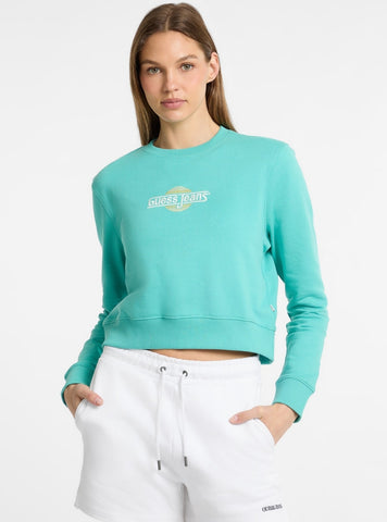Guess Jeans Green Crop Sweatshirt W5GQ20K68I4 Front View