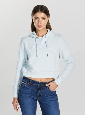 Guess Jeans Blue Cropped Collegiate Sweatshirt W5GQ22K68I4 Front View