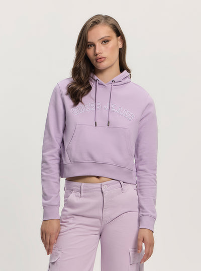 Guess Jeans Purple Hooded Collegiate Sweater W5GQ22K68I4 Front View