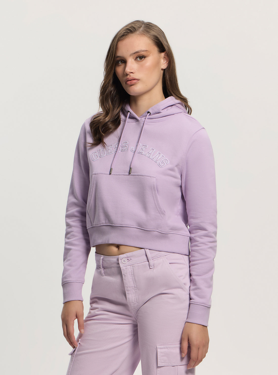 Guess Jeans Purple Hooded Collegiate Sweater W5GQ22K68I4 Side View