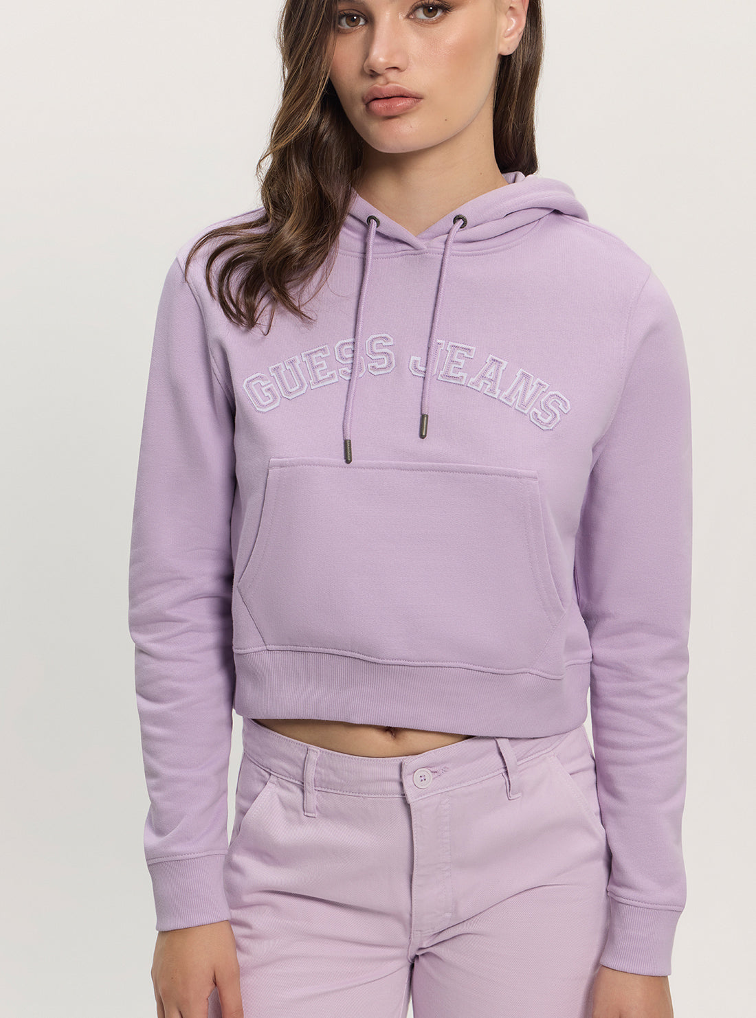 Guess Jeans Purple Hooded Collegiate Sweater W5GQ22K68I4 Detail View