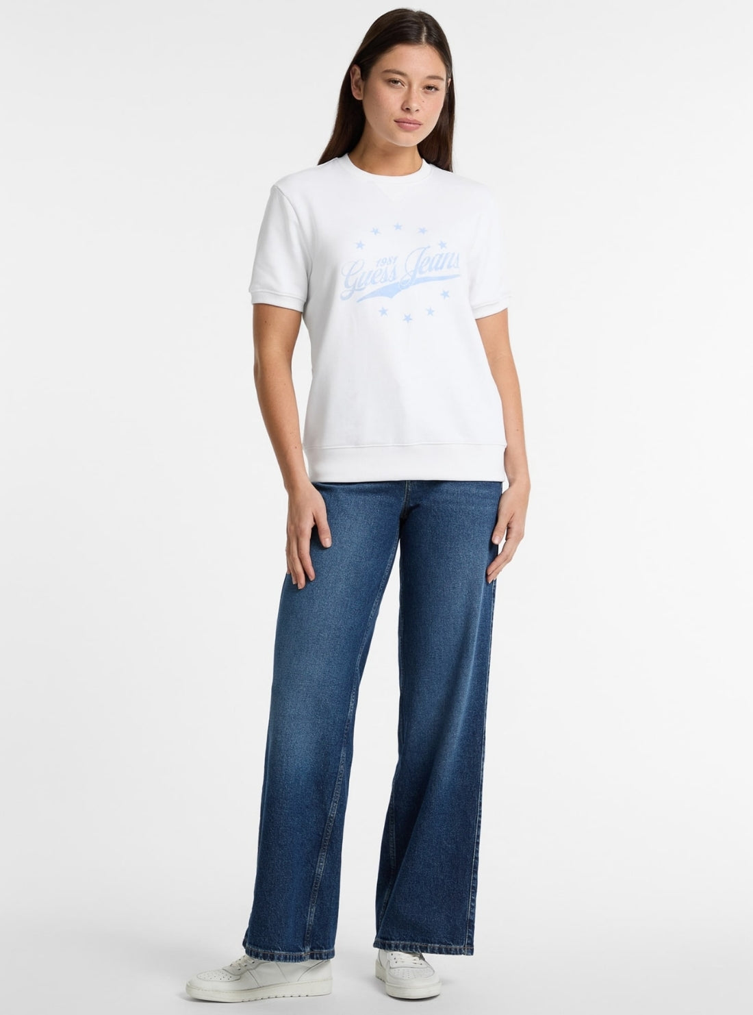 Guess Jeans White Printed Sweatshirt W5GQ36K68I4 Full View