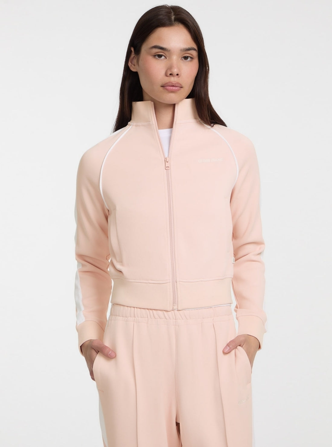 Guess Jeans Pink Tricot Track Jacket W5GQ38KB212 Front View