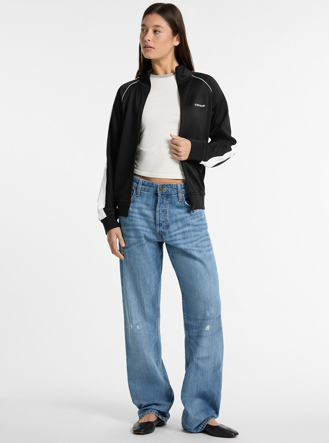 Guess Jeans Black Tricot Track Jacket W5GQ38KB212 Full View