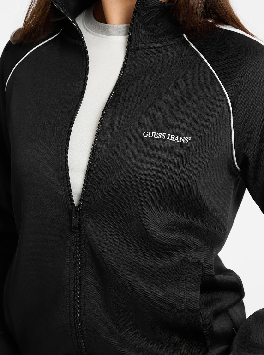 Guess Jeans Black Tricot Track Jacket W5GQ38KB212 Detail View