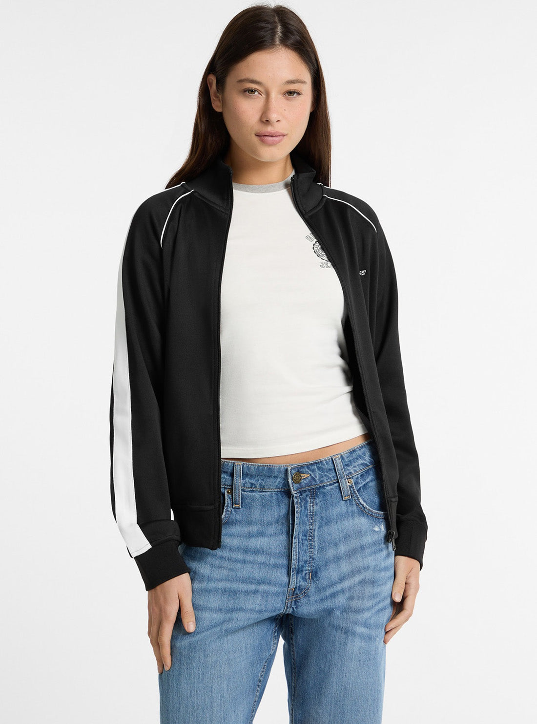 Guess Jeans Black Tricot Track Jacket W5GQ38KB212 Full View