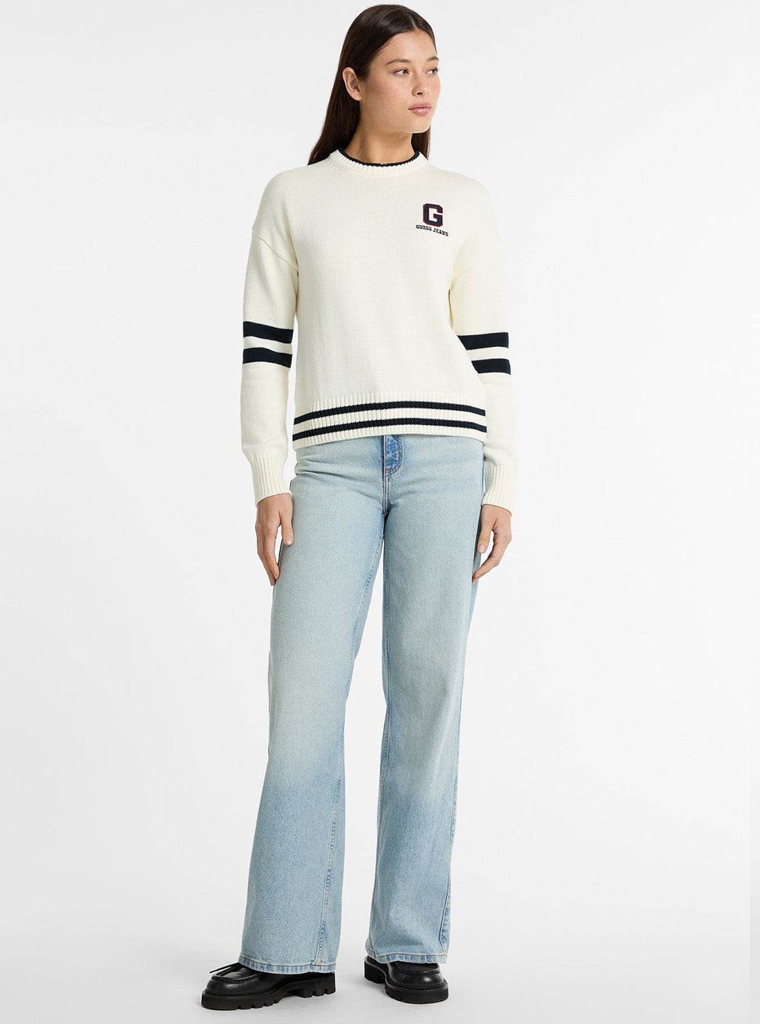 Guess Jeans White G Patch Knitted Sweater W5GR01Z3HM1 Full View