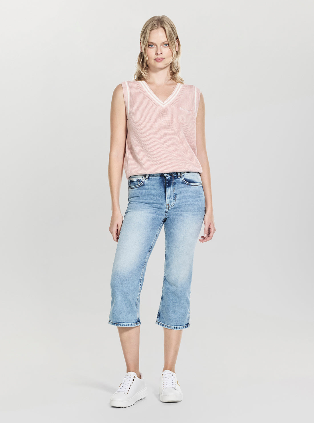 Guess Jeans Pink V-Neck Sweater Vest W5GR02Z3HM1 Full View