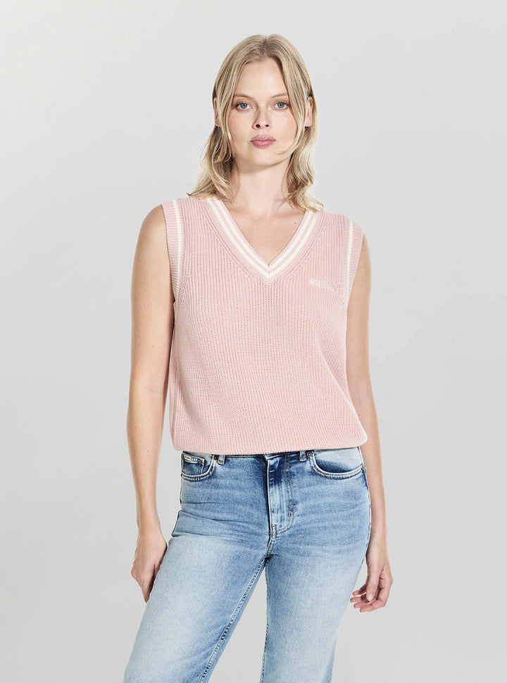 Guess Jeans Pink V-Neck Sweater Vest W5GR02Z3HM1 Front View