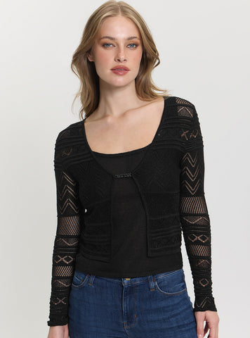 Black Lurex Nellie Cardigan Sweater